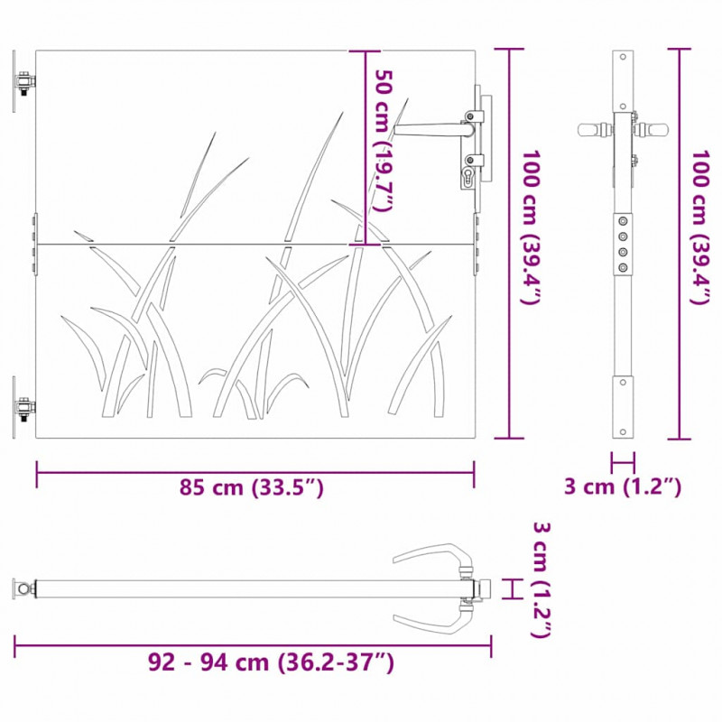 Brama ogrodowa Czarny 85 x 100 cm Stal Malowana Proszkowo