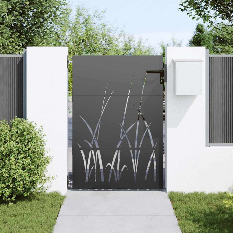 Brama ogrodowa Czarny 85 x 125 cm Stal Malowana Proszkowo