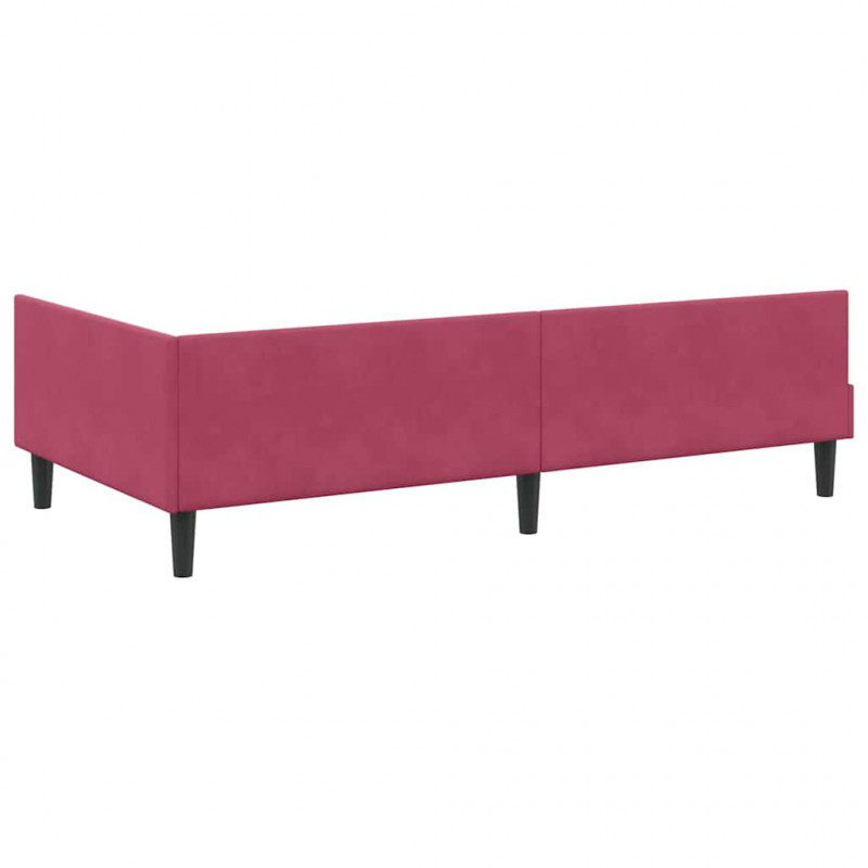 Rama łóżka narożnego Czerwone wino 100 cm x 200 cm Aksamit