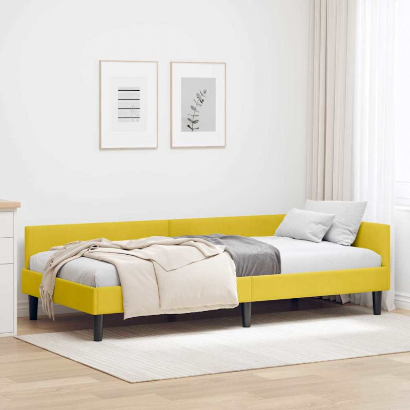 Rama łóżka narożnego Z zagłówkiem Żółty 100 cm x 200 cm Aksamit