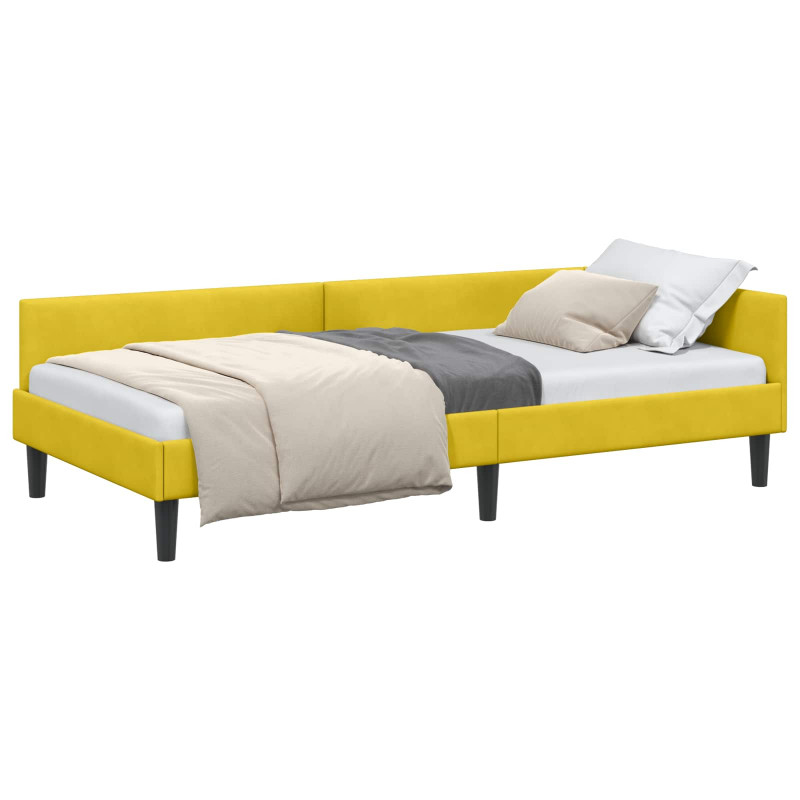 Rama łóżka narożnego Z zagłówkiem Żółty 100 cm x 200 cm Aksamit
