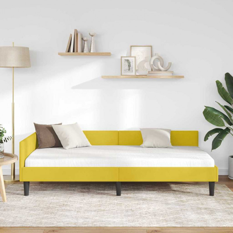 Rama łóżka narożnego Z zagłówkiem Żółty 100 cm x 200 cm Aksamit