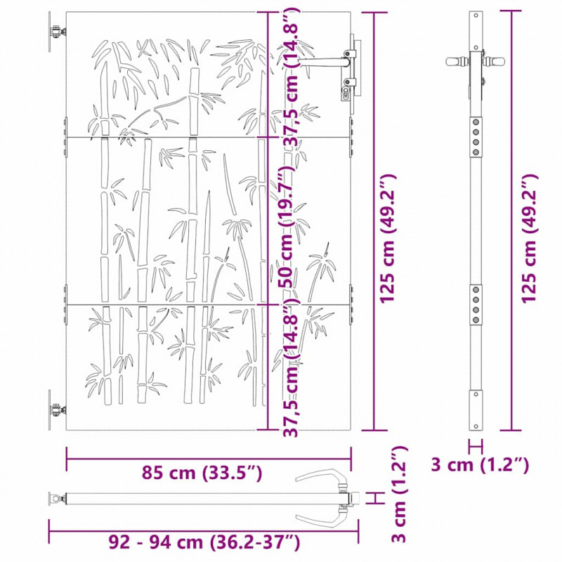 Brama ogrodowa Czarny 85 x 125 cm Stal Malowana Proszkowo