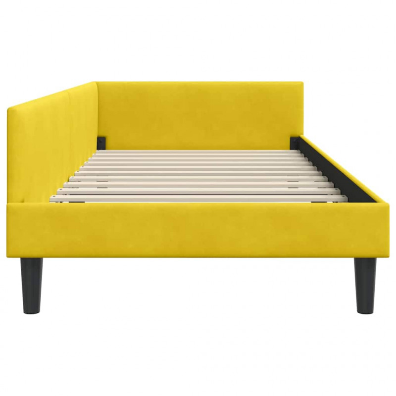 Rama łóżka narożnego Z zagłówkiem Żółty 100 cm x 200 cm Aksamit