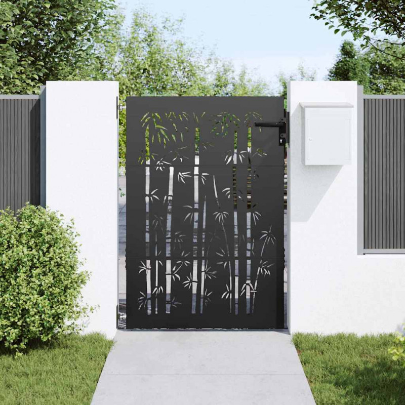 Brama ogrodowa Czarny 85 x 150 cm Stal Malowana Proszkowo