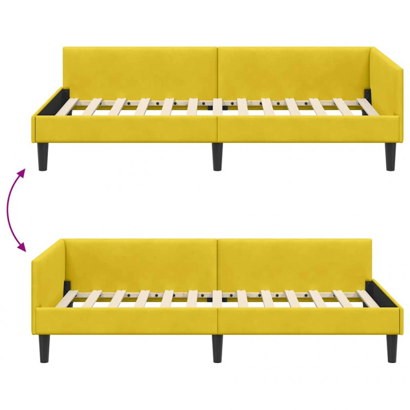 Rama łóżka narożnego Z zagłówkiem Żółty 100 cm x 200 cm Aksamit