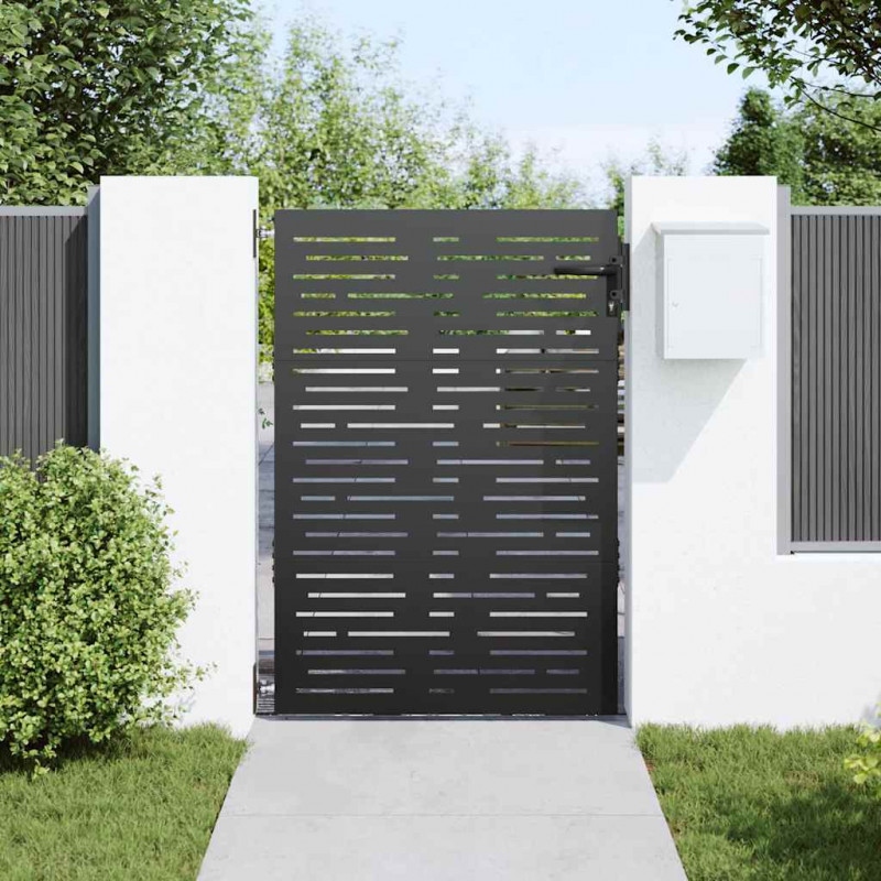 Brama ogrodowa Czarny 85 x 125 cm Stal Malowana Proszkowo
