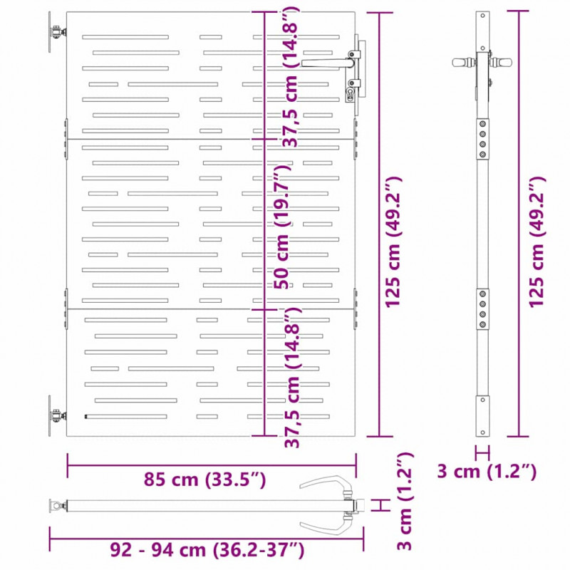 Brama ogrodowa Czarny 85 x 125 cm Stal Malowana Proszkowo