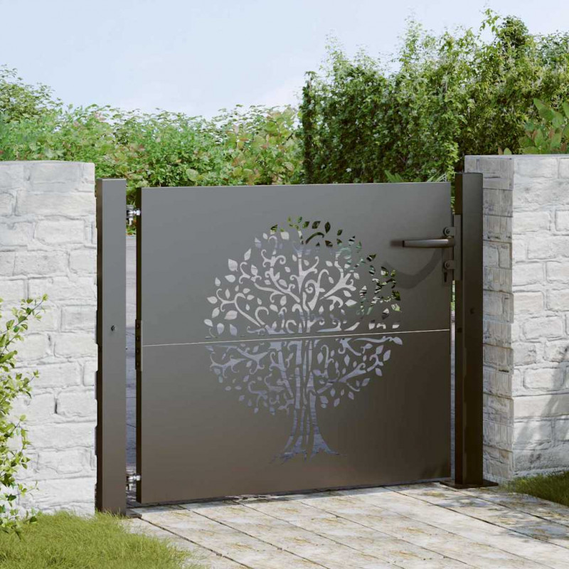 Brama ogrodowa Czarny 110 x 105 cm Stal Malowana Proszkowo