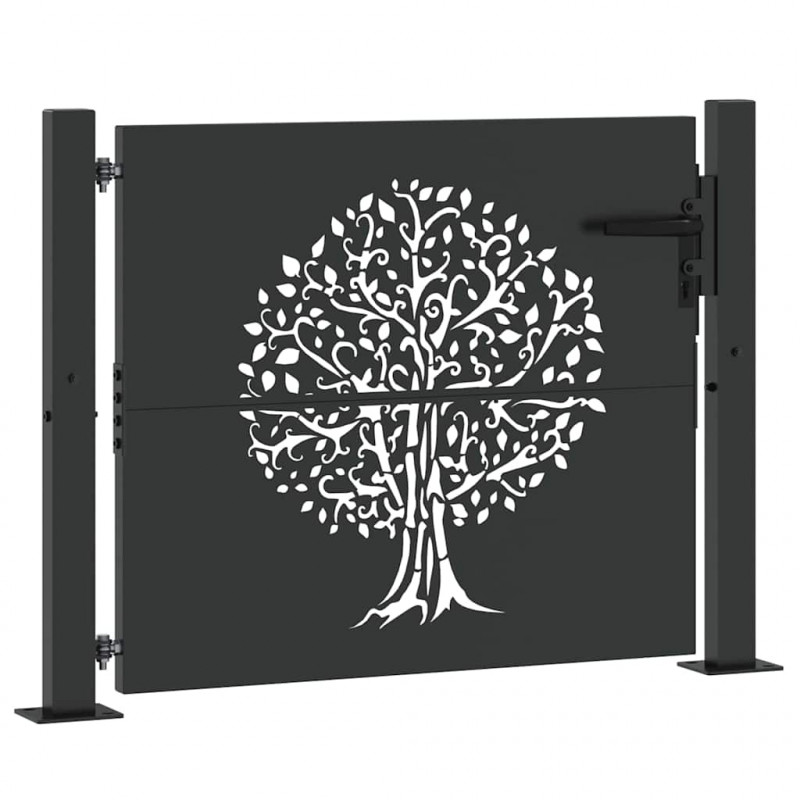Brama ogrodowa Czarny 110 x 105 cm Stal Malowana Proszkowo