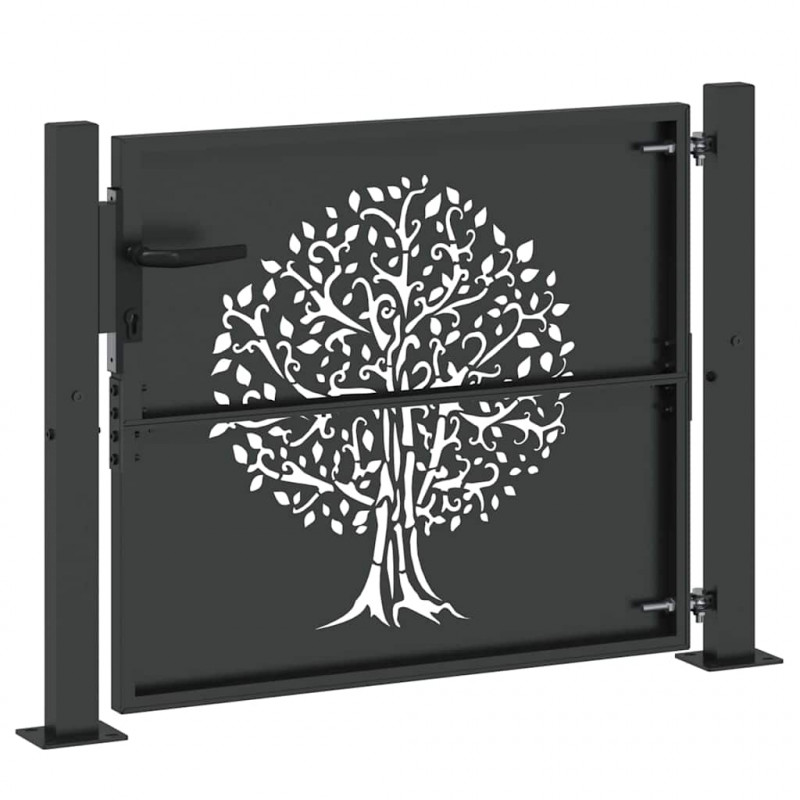 Brama ogrodowa Czarny 110 x 105 cm Stal Malowana Proszkowo