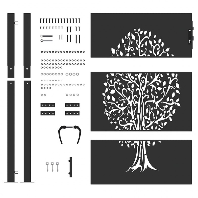 Brama ogrodowa Czarny 110 x 130 cm Stal Malowana Proszkowo