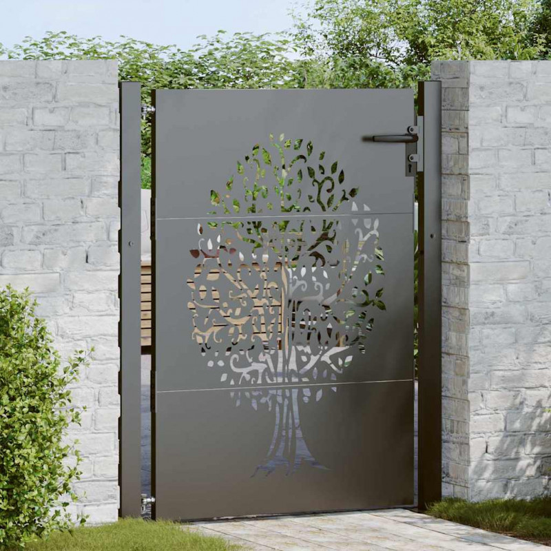 Brama ogrodowa Czarny 110 x 155 cm Stal Malowana Proszkowo