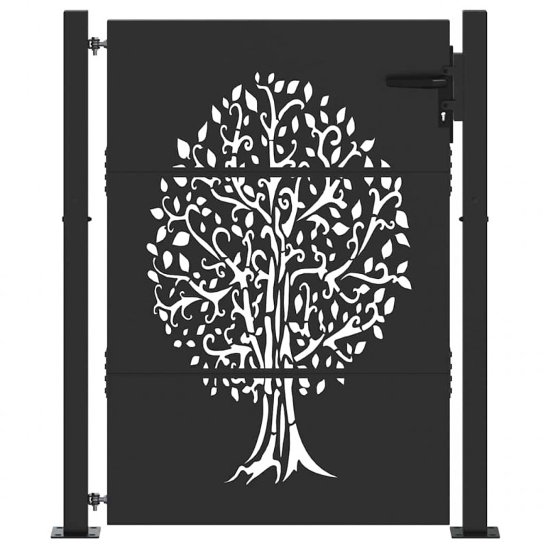 Brama ogrodowa Czarny 110 x 155 cm Stal Malowana Proszkowo