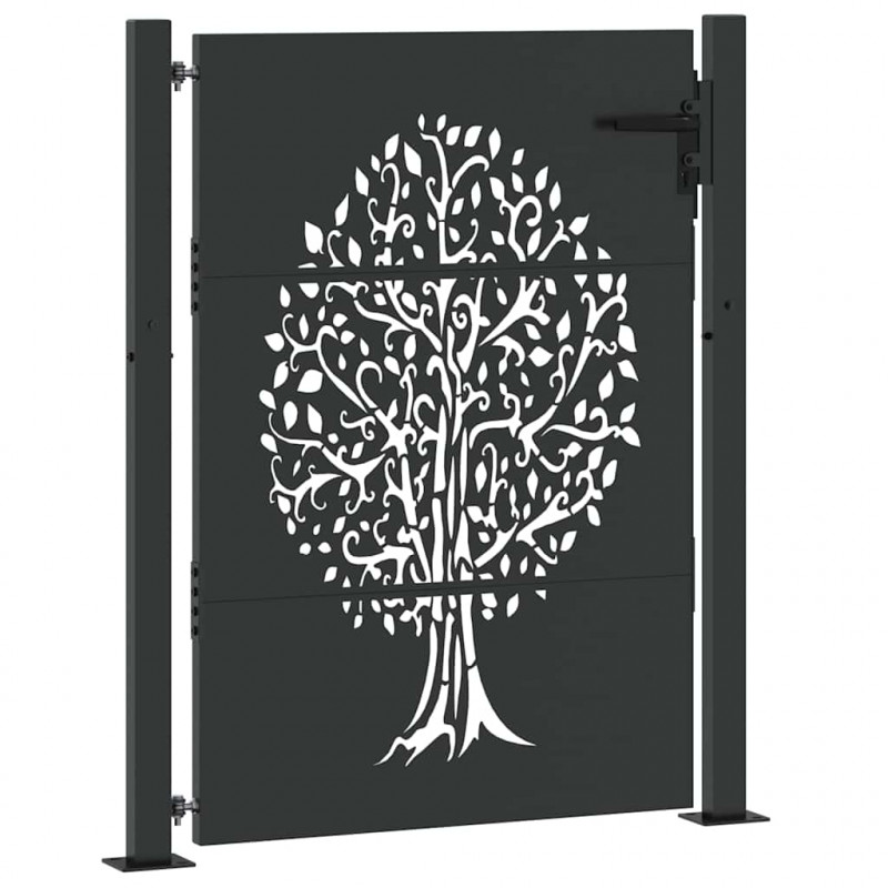 Brama ogrodowa Czarny 110 x 155 cm Stal Malowana Proszkowo