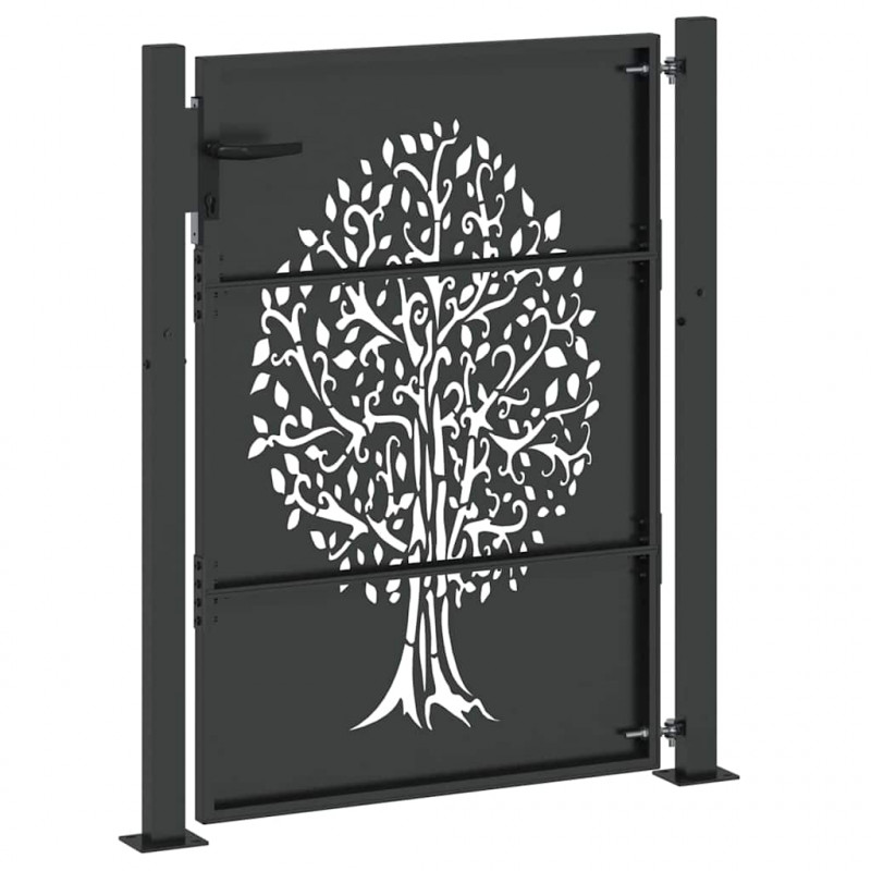 Brama ogrodowa Czarny 110 x 155 cm Stal Malowana Proszkowo