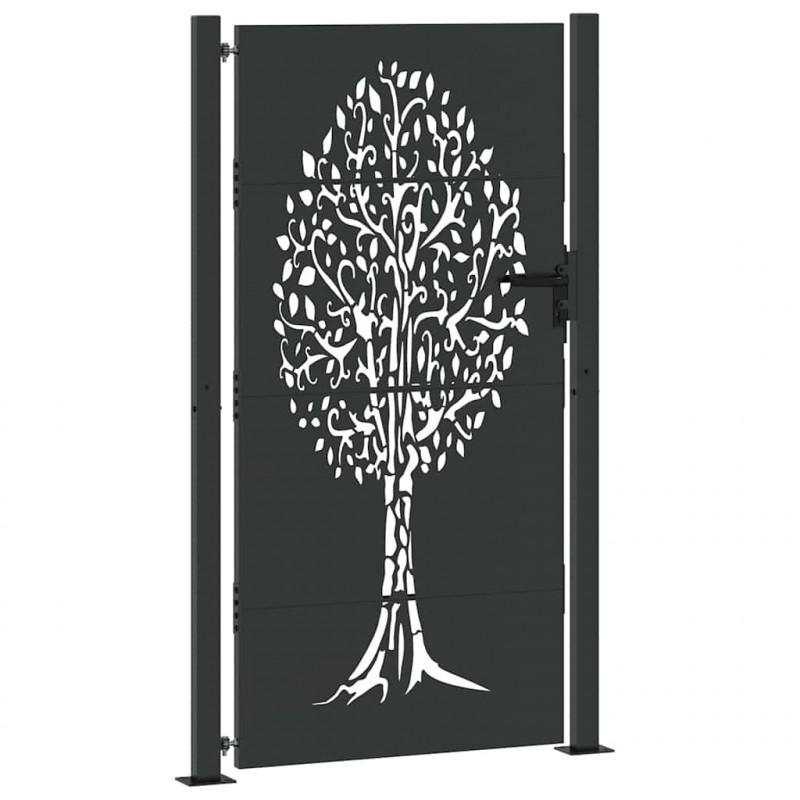Brama ogrodowa Czarny 110 x 205 cm Stal Malowana Proszkowo
