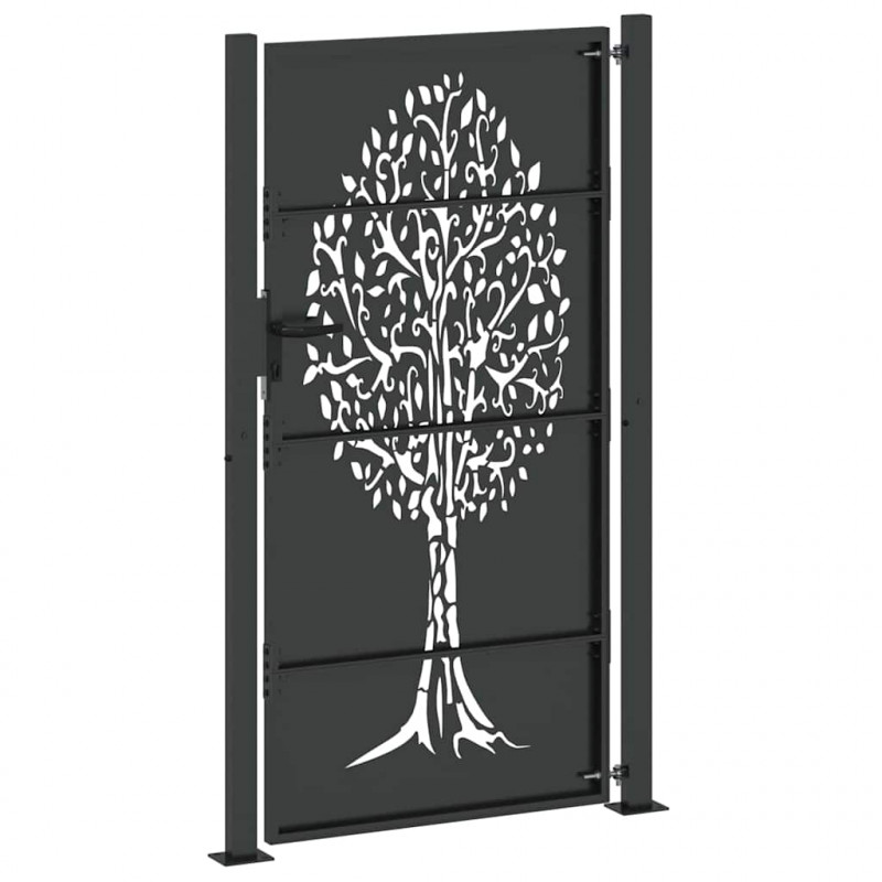 Brama ogrodowa Czarny 110 x 205 cm Stal Malowana Proszkowo