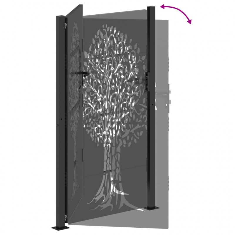 Brama ogrodowa Czarny 110 x 205 cm Stal Malowana Proszkowo