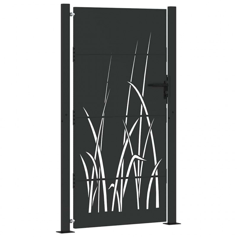 Brama ogrodowa Czarny 110 x 180 cm Stal Malowana Proszkowo