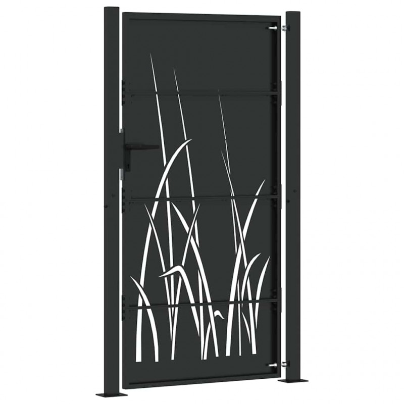 Brama ogrodowa Czarny 110 x 180 cm Stal Malowana Proszkowo