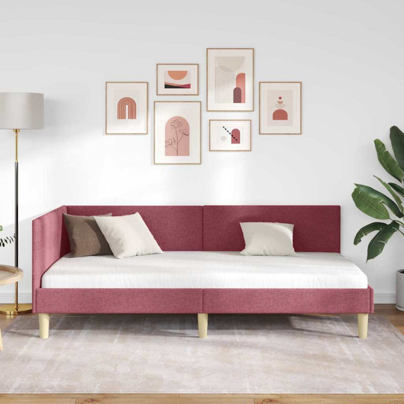 Rama łóżka narożnego Z zagłówkiem Czerwone wino 90 cm x 190 cm