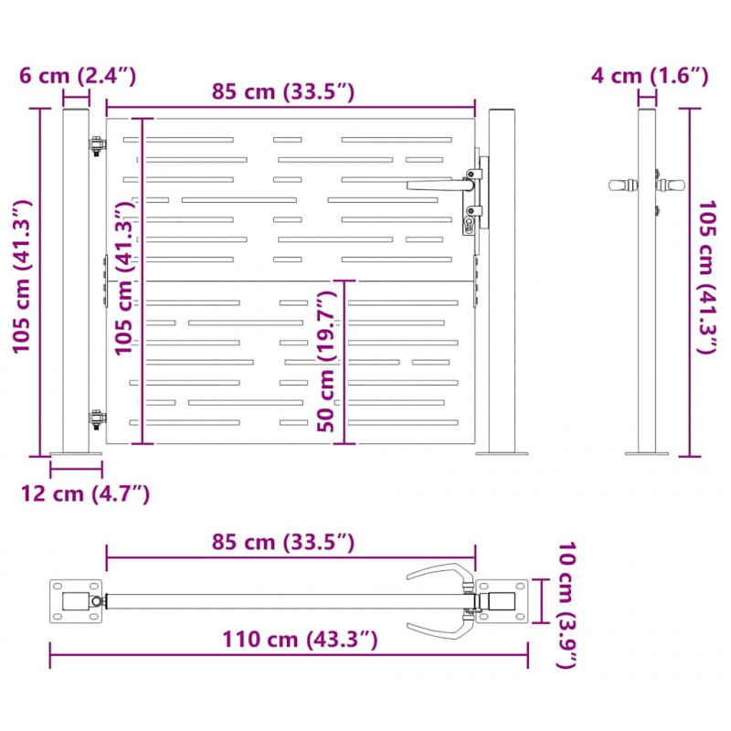 Brama ogrodowa Czarny 110 x 105 cm Stal malowana proszkowo
