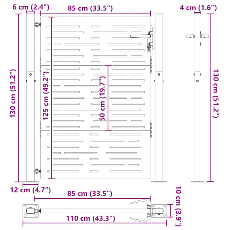 Brama ogrodowa Czarny 110 x 130 cm Stal malowana proszkowo