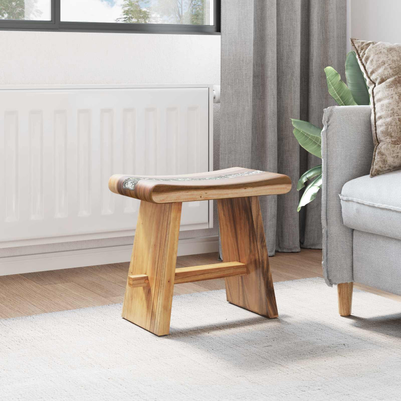 Taboret prysznicowy Naturalny 50 x 30 x 44 cm Drewno Suar