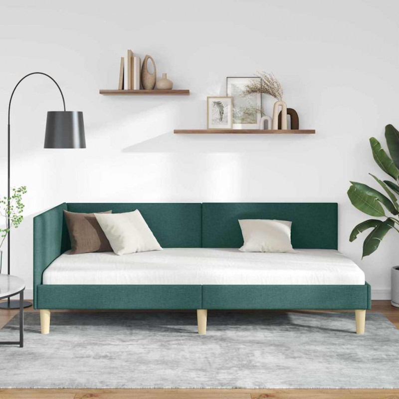 Rama łóżka narożnego Z zagłówkiem Ciemna zieleń 90 cm x 200 cm