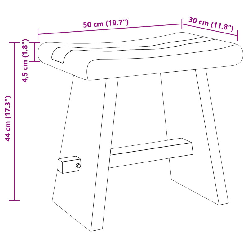 Taboret prysznicowy Naturalny 50 x 30 x 44 cm Drewno Suar