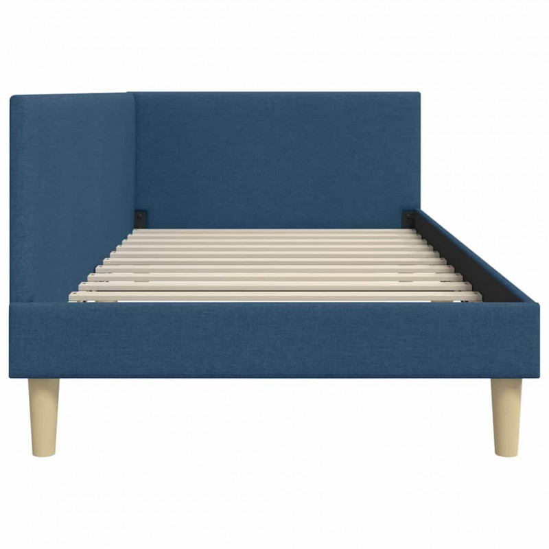 Rama łóżka narożnego Niebieski 90 cm x 200 cm Tkanina i sklejka