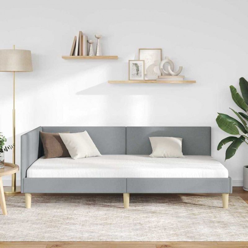 Rama łóżka narożnego Z zagłówkiem Jasnoszary 100 cm x 200 cm