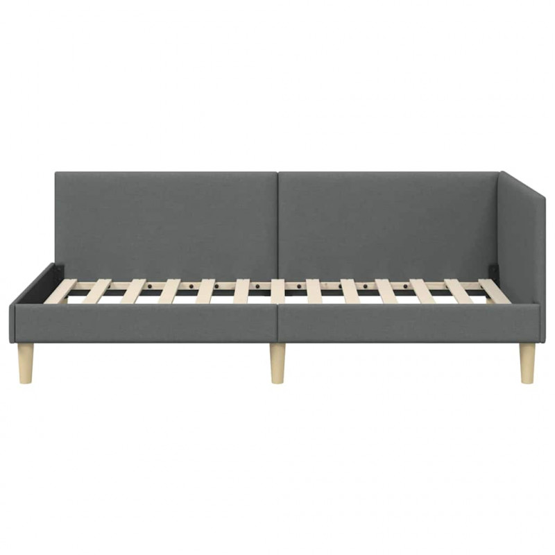 Rama łóżka narożnego Z zagłówkiem Ciemnoszary 100 cm x 200 cm