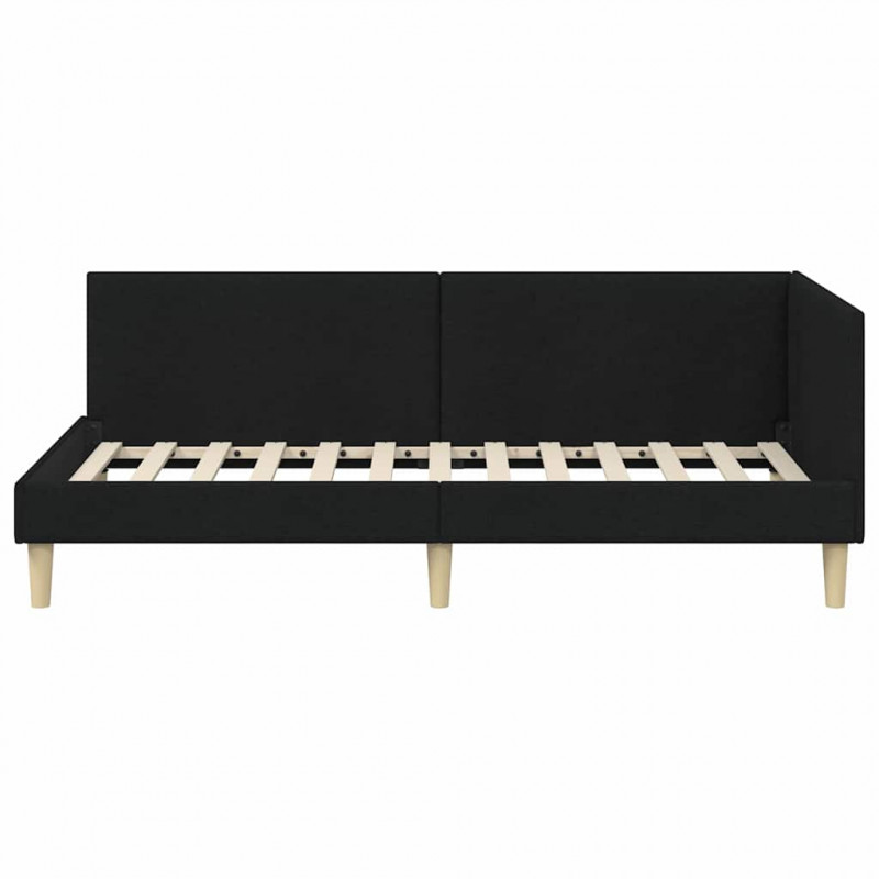 Rama łóżka narożnego Czarny 100 cm x 200 cm Tkanina i sklejka