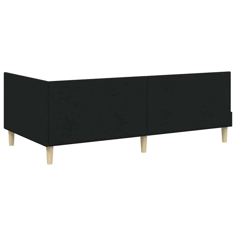 Rama łóżka narożnego Czarny 100 cm x 200 cm Tkanina i sklejka