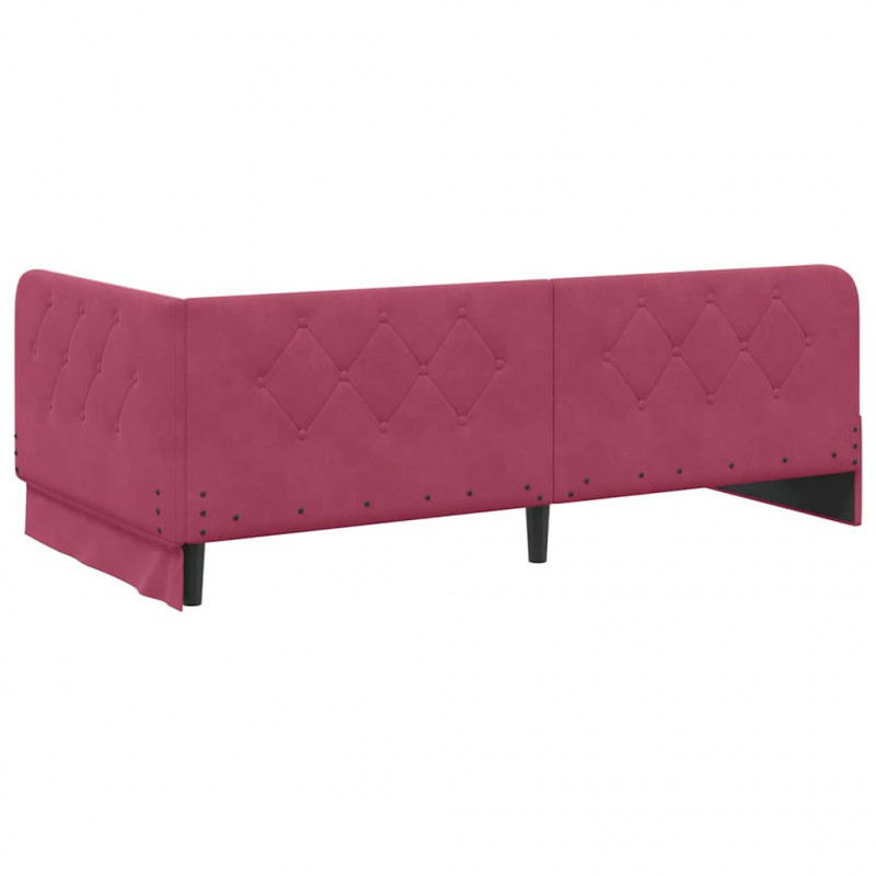 Rama łóżka narożnego Czerwone wino 100 x 200 cm Aksamit