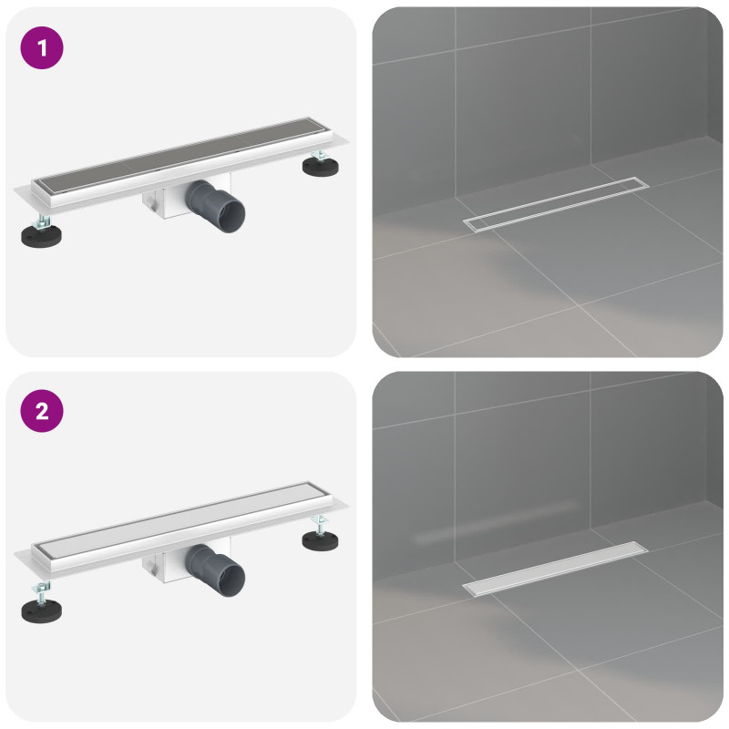 2 w 1 Odwodnienie prysznicowe Srebrny 60 cm Stal nierdzewna 304