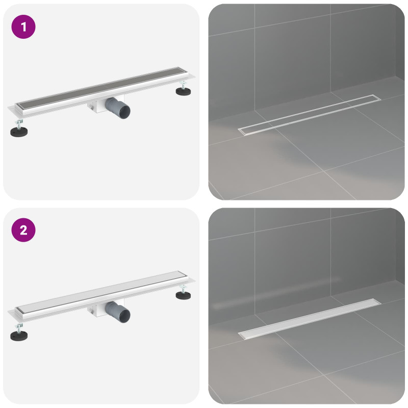 2 w 1 Odwodnienie prysznicowe Srebrny 70 cm Stal nierdzewna 304