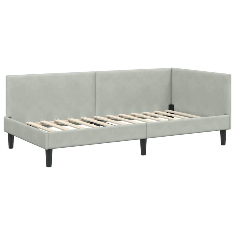 Rama łóżka narożnego Jasnoszary 80 cm x 200 cm Aksamit
