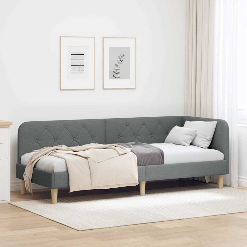 Rama łóżka narożnego Ciemnoszary 80 x 200 cm tkanina