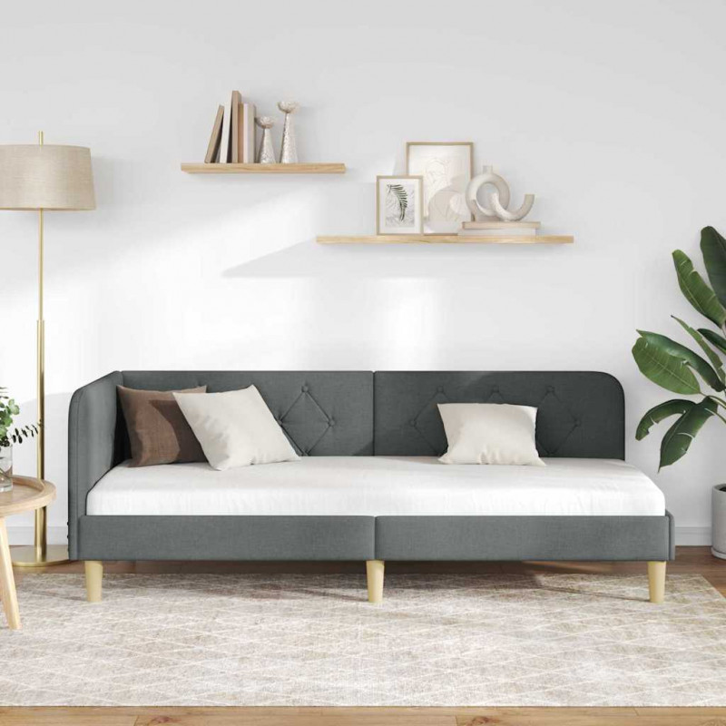 Rama łóżka narożnego Ciemnoszary 80 x 200 cm tkanina