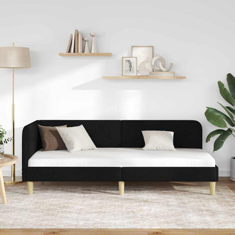 Rama łóżka narożnego Czarny 80 x 200 cm tkanina