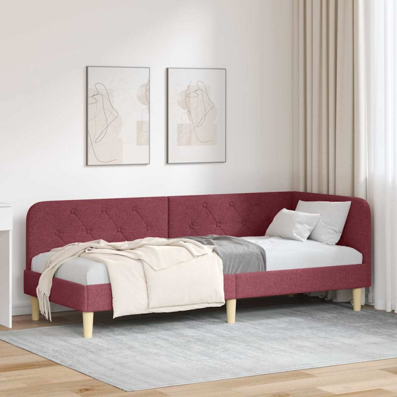 Rama łóżka narożnego Czerwone wino 80 x 200 cm tkanina