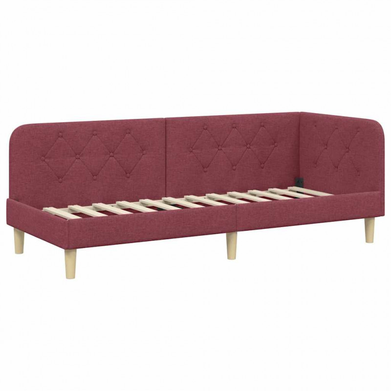 Rama łóżka narożnego Czerwone wino 80 x 200 cm tkanina