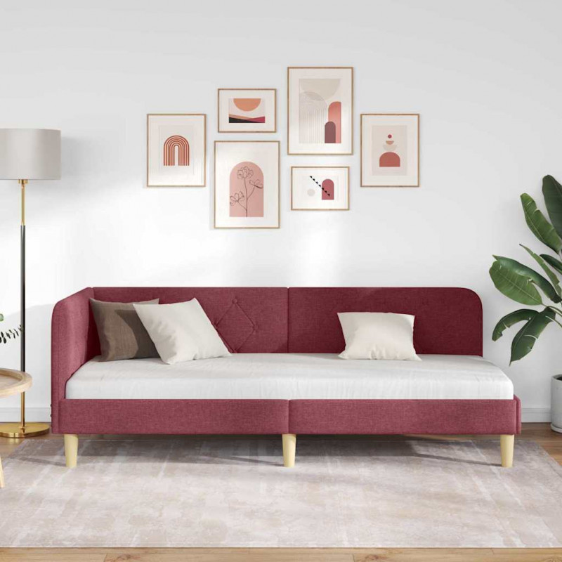 Rama łóżka narożnego Czerwone wino 80 x 200 cm tkanina