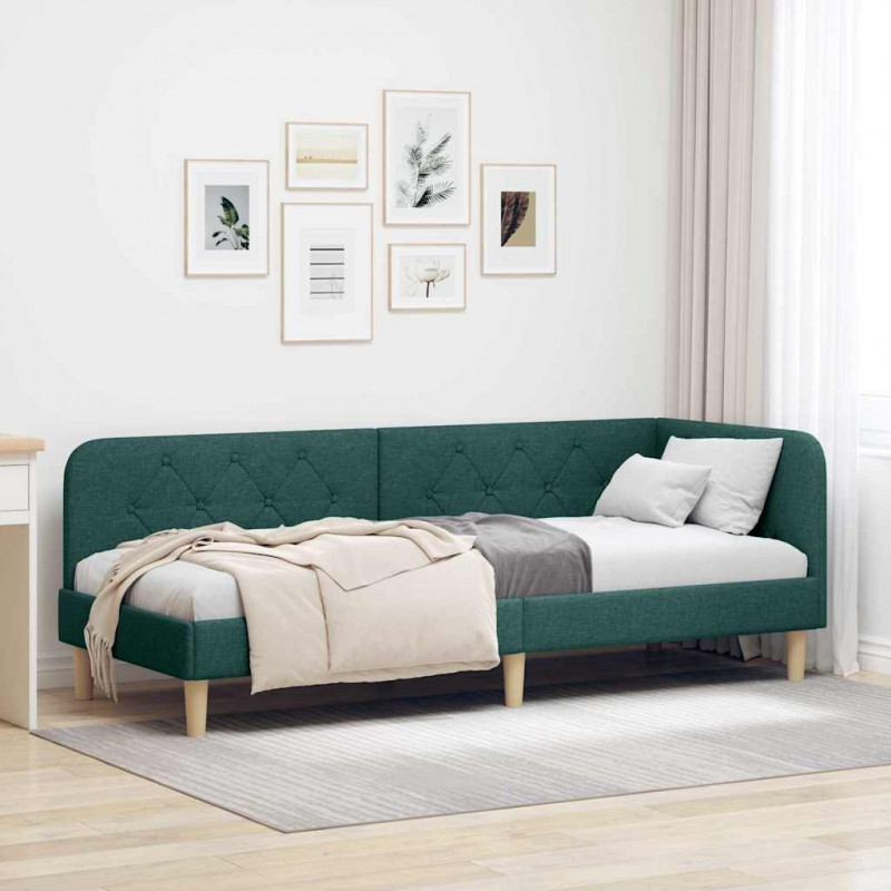 Rama łóżka narożnego Ciemna zieleń 80 x 200 cm tkanina