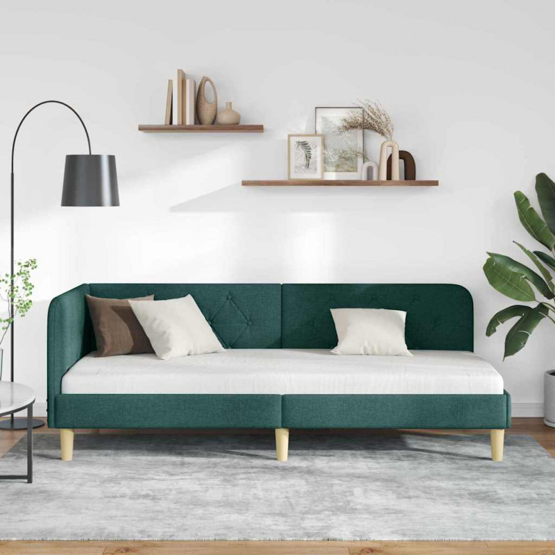 Rama łóżka narożnego Ciemna zieleń 80 x 200 cm tkanina