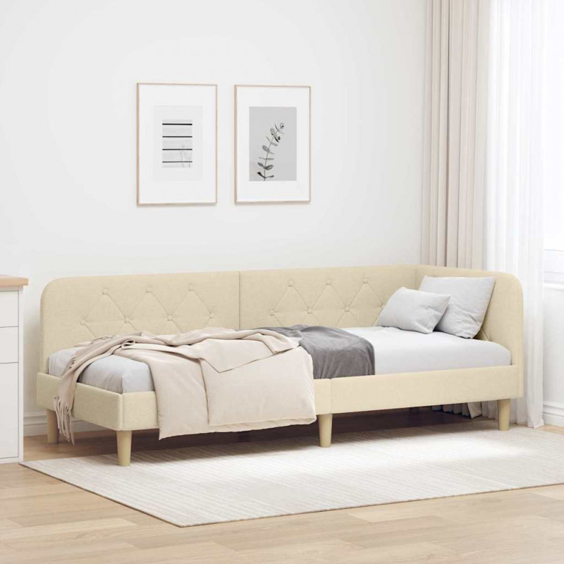 Rama łóżka narożnego Kremowy 80 x 200 cm tkanina