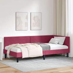 Rama łóżka narożnego Czerwone wino 80 cm x 200 cm Aksamit